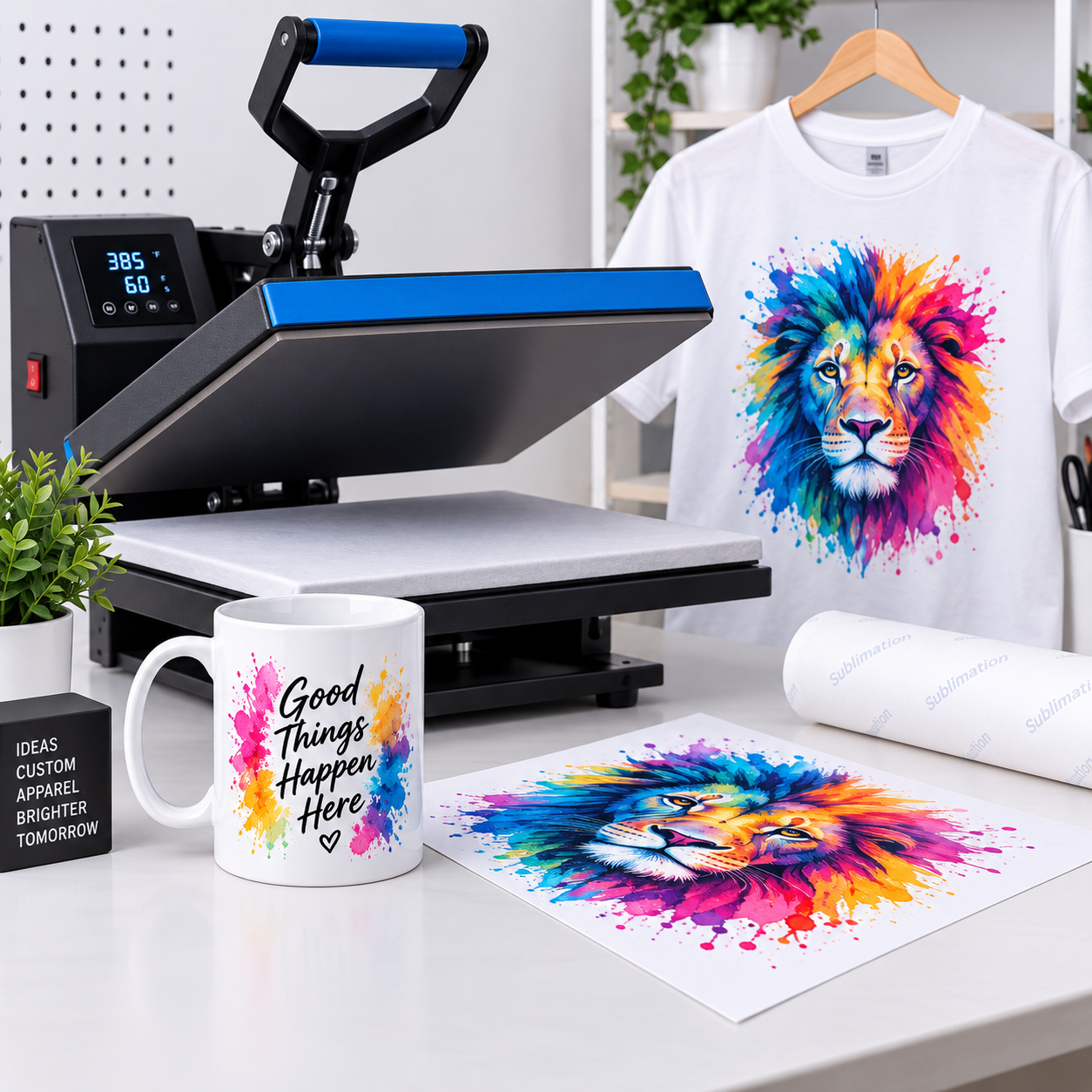 Sublimation printing on a mug and T-shirt with a heat press